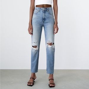 Zara Ripped Mom Fit Jeans